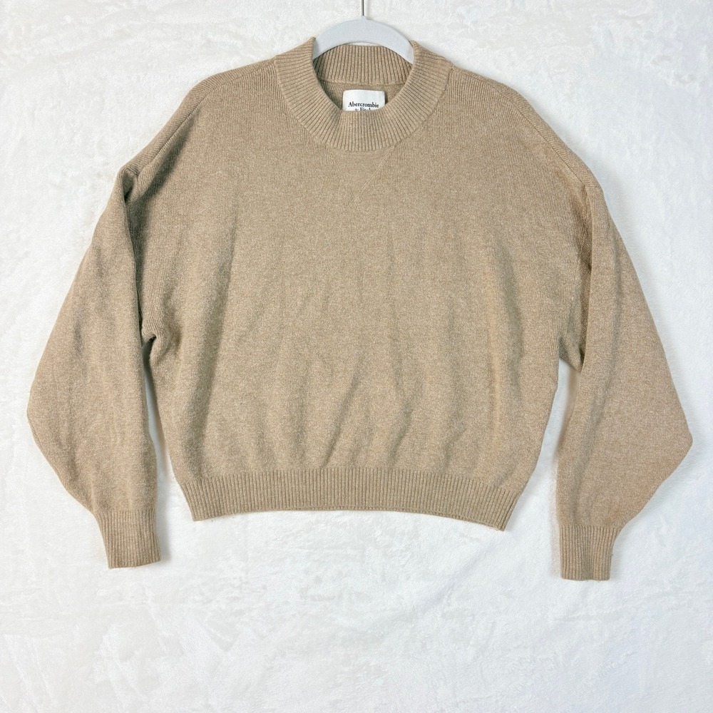 Abercrombie & Fitch Sweater Women Sz Small Tan Mock Neck Long Sleeve Camel Knit